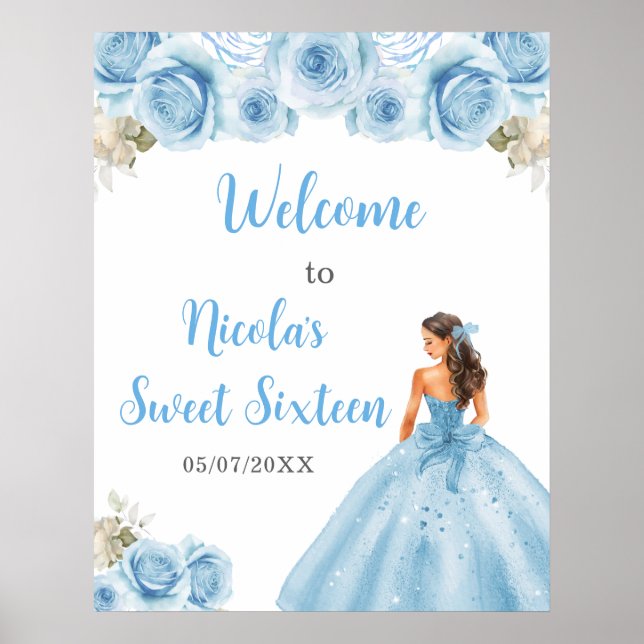 Poster Princesse en Sweet sixteen Robe Bleue Bienvenue (Devant)