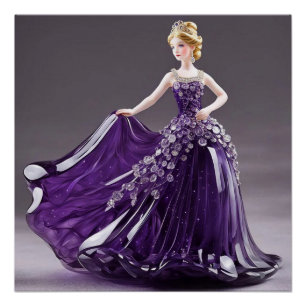 Poster princesse en verre cristal avec robe violette