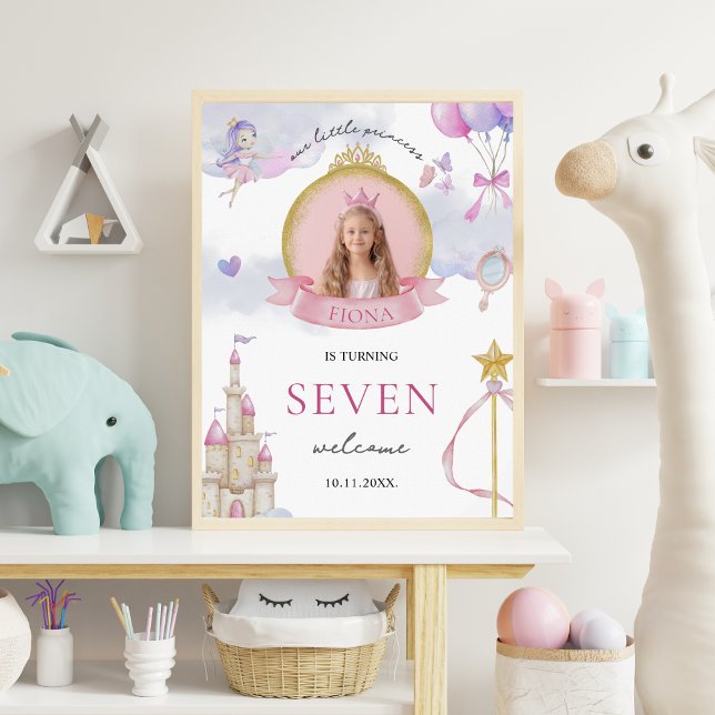 Poster Princesse Fairytale Photo de la fille Anniversaire (Welcome Sign Digital Download Princess Birthday Photo Welcome Sign)