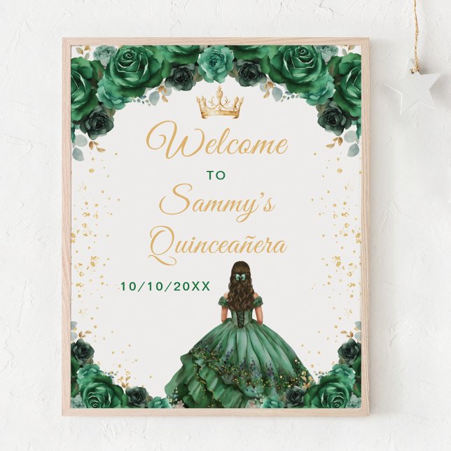 Poster Princesse Quinceañera Vert foncé Bienvenue (Créateur téléchargé)