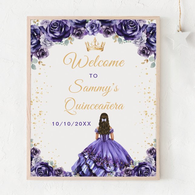 Poster Princesse Quinceañera violet foncé Bienvenue (Créateur téléchargé)