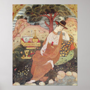 Poster Princesse s'asseyant dans un jardin, dynastie de