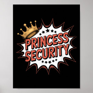 Poster Princesse Sécurité Rétro Anniversaire Papa & M