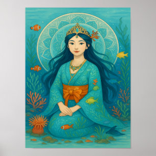 Poster Princesse sous-marine à Kimono