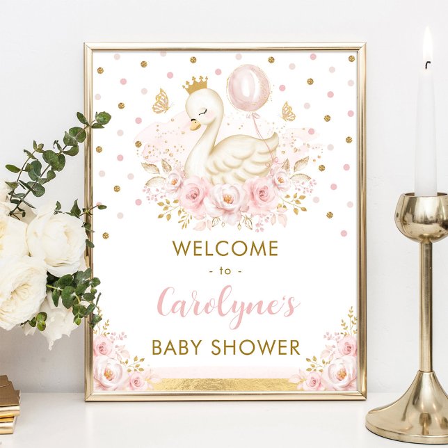 Poster Princesse Swan avec Balloon rose Bienvenue Bébé Fi (Créateur téléchargé)