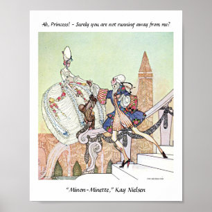 Poster princesse volante et prince choqué Kay Nielsen