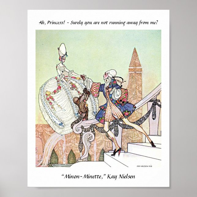 Poster princesse volante et prince choqué Kay Nielsen (Devant)