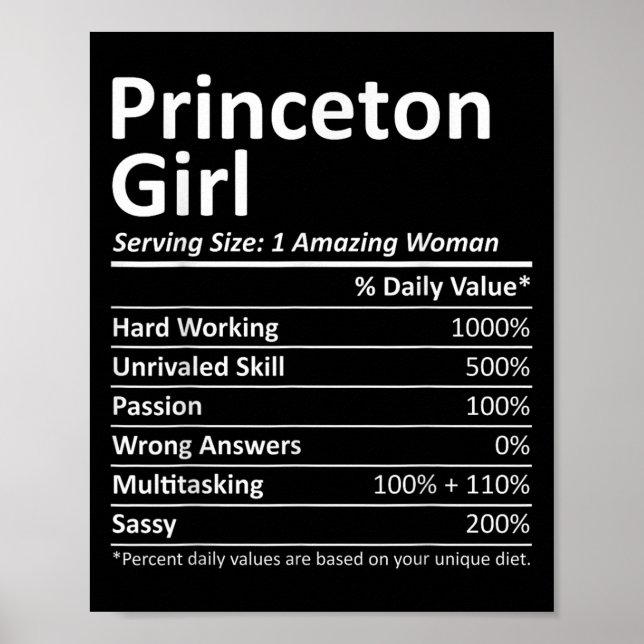 Poster Princeton Girl Nj New Jersey Funny City Home Roots (Devant)