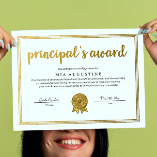Poster Principal's Award Certificate