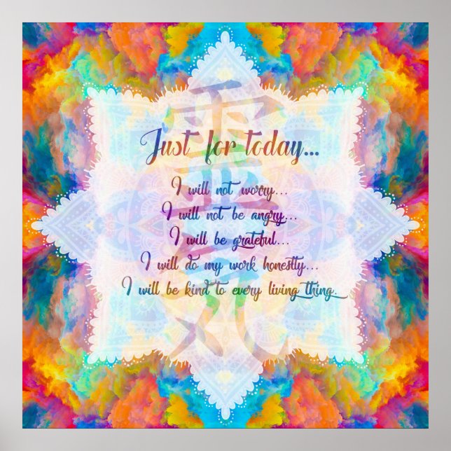 Poster Principes de Reiki - Préceptes de Reiki (Devant)