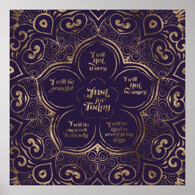 Poster Principes de Reiki - Préceptes de Reiki violet et  (Devant)
