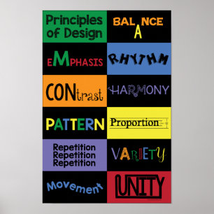 Poster Principes du design aux couleurs vives
