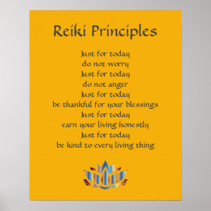 Poster Principes Reiki Jaune / Mustard /Lotus Or