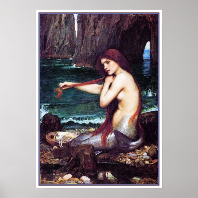 Poster/Print: Eine Meerjungfrau von John Waterhous Poster (Vorne)