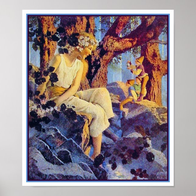 Poster/Print: Mädchen mit Elfen - Maxfield Parrish Poster (Vorne)