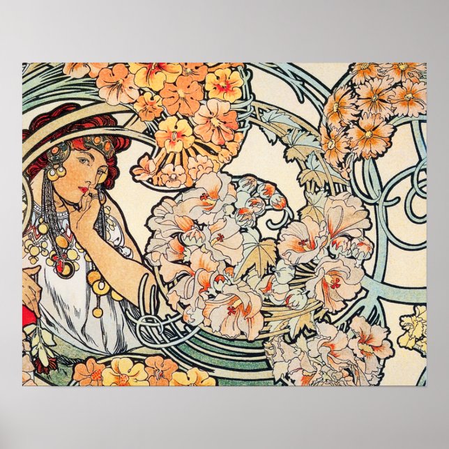 Poster/Print: Mucha - Sprache der Blume II Poster (Vorne)