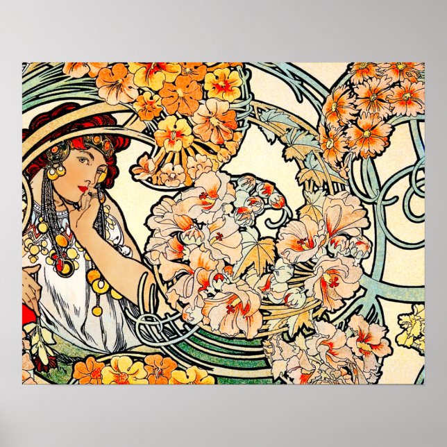 Poster/Print: Mucha - Sprache der Blume II Poster (Vorne)