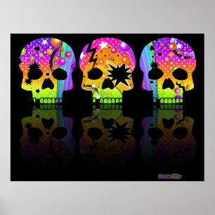 Poster, Print - POP ART SKULLS Poster