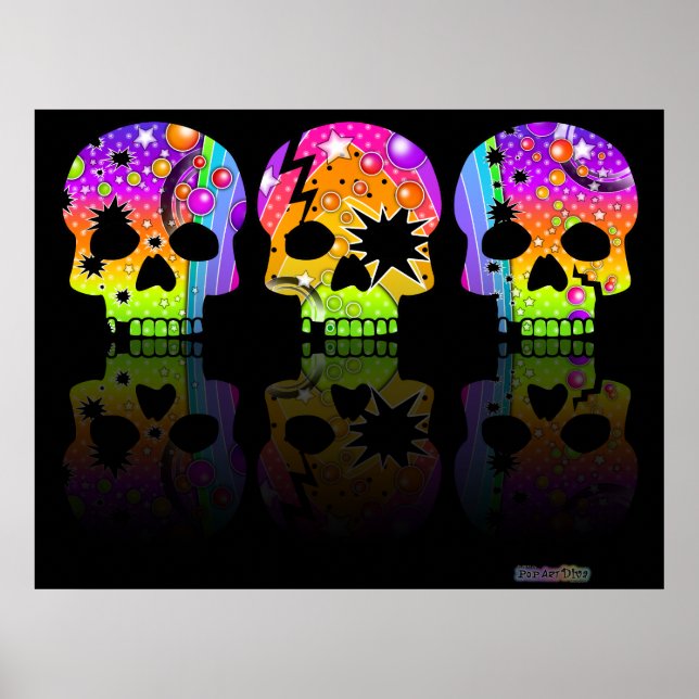 Poster, Print - POP ART SKULLS Poster (Vorne)