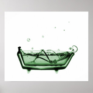 Poster/Print X-Ray Skeleton Bath White Green Poster