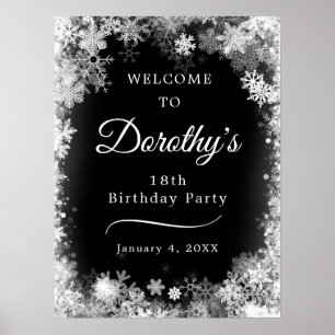 Poster Printable 18e anniversaire Snowflake Black Welcome