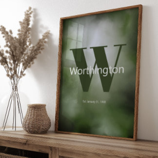 Poster Printable Custom Family Last Name Print Green 