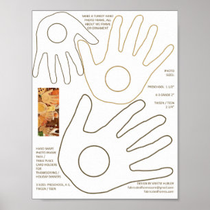Poster Printable Thanksgiving Turkey Hands 3 Tags photo