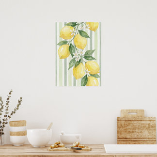 Poster Printable Wall Art Lemon Watercolor Botanical 