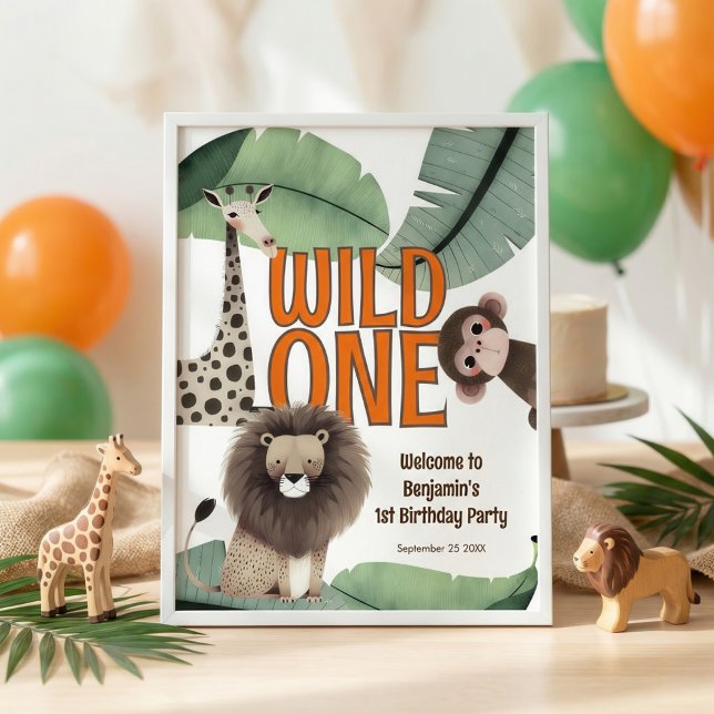 Poster Printable Wild One Safari Welcome 1st Birthday (Créateur téléchargé)