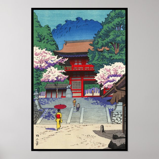 Poster Printemps au Kurama Temple Asano Takeji shin hanga (Devant)