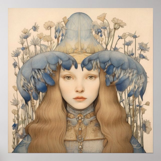 Poster Printemps Bluebell Flower Art Imprimer (Devant)