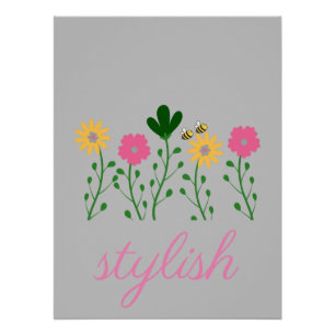 Poster Printemps et été Filles de la Personnaliser Floral