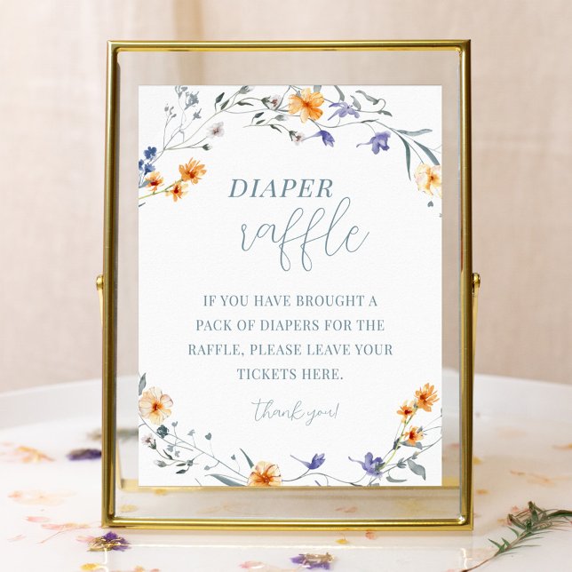 Poster Printemps Été Baby shower Floral Déchets Raffle (Créateur téléchargé)