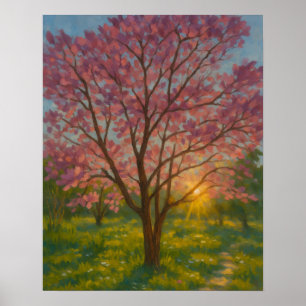 Poster Printemps Éveil - Paysage de l'arbre florissant