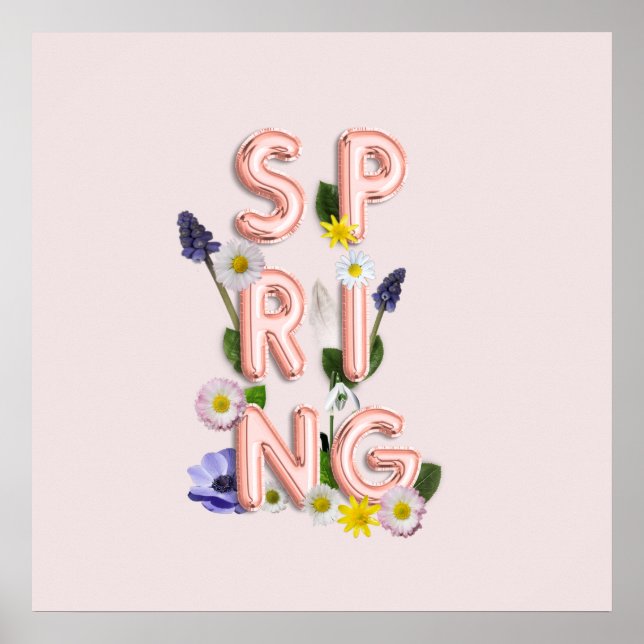 Poster PRINTEMPS Fleur tendance Rose (Devant)