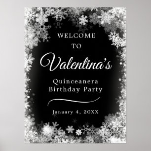 Poster Printemps Quinceanera Anniversaire Snowflake Bienv