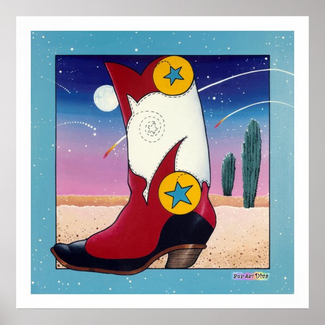 Poster, Prints - Cowboy-Boot, alles bedruckt Poster (Vorne)