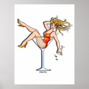 Poster, Prints - Mädchen in einem Martini-Glas, Ol Poster