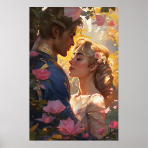 Poster - Prinz Charming und Prinzessin Liebe Kiss