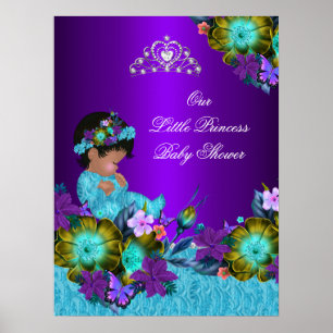 Poster Prinzessin Baby Shower Türkis Blau Lila Mäd