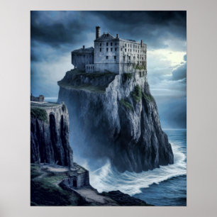 Poster Prison abandonné sur une falaise - Peinture numéri
