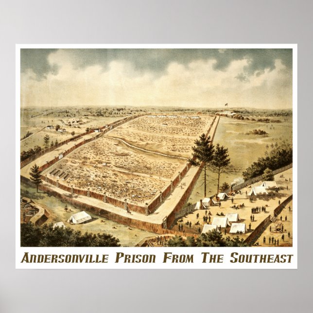 Poster Prison d'Andersonville (Camp Sumter), vue aérienne (Devant)