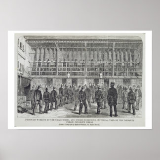 Poster Prisonniers qui travaillent à la roue à roue et au