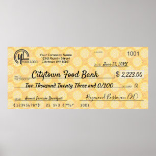 Poster Prix de la prime de charité pour chèque de fausse 