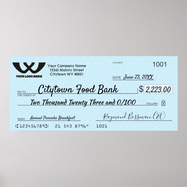 Poster Prix de la prime de charité pour chèque de fausse  (Devant)