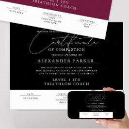 Poster Prix moderne de certificat noir et blanc