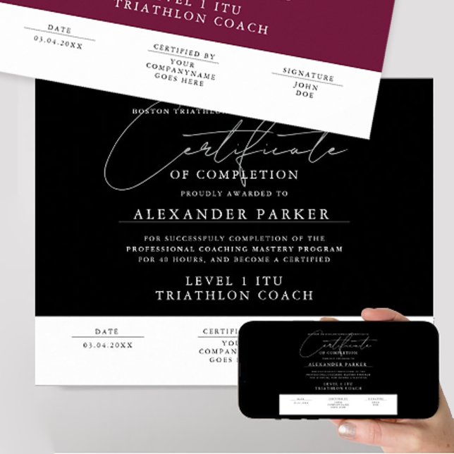 Poster Prix moderne de certificat noir et blanc (Créateur téléchargé)