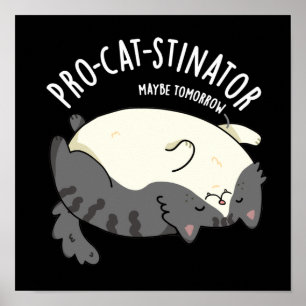 Poster Pro-chat-stinator Funny Fat Cat Pun Dark BG