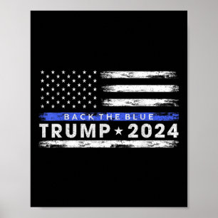 Poster Pro Trump 2024 Retour La Ligne Bleue Bleue Légère 