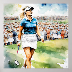 Poster Pro Woman Golfer - Golf Art Imprimer